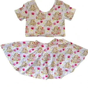 Wild Rich Kids 2 Piece Outfit Disney's Tangled Rupunzel pink top skirt girls 12